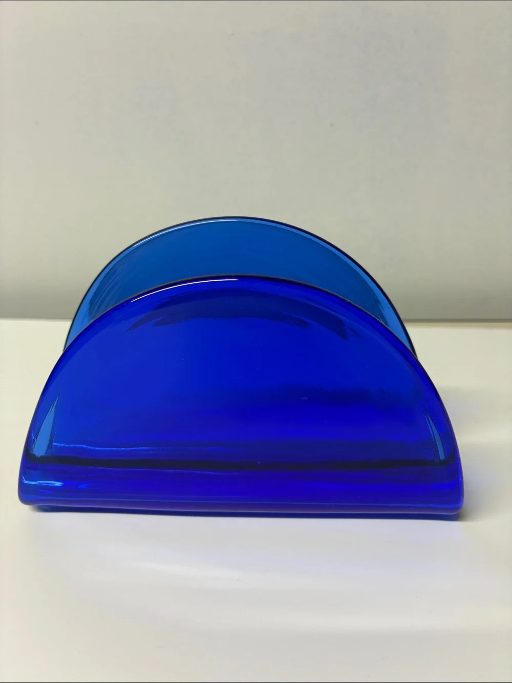 Williams Sonoma “Grande Cruise “Cobalt Blue Glass Napkin or Letter Holder - Home